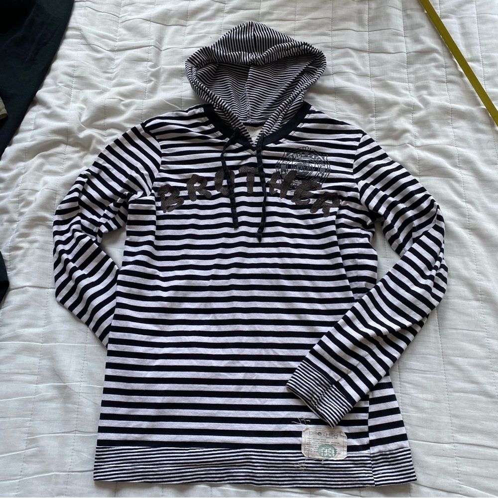 Striped Black & White Hooded Sweater